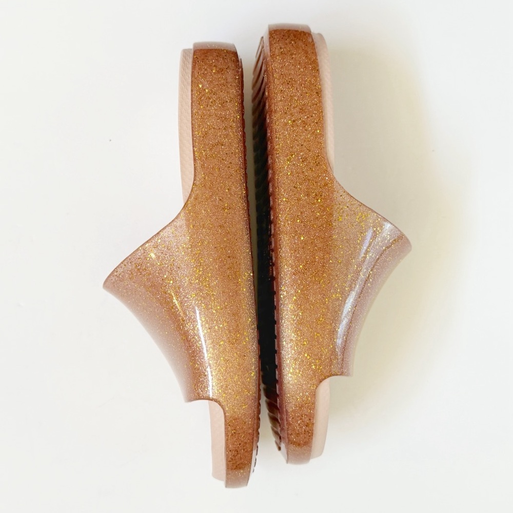 MINI MELISSA ROSE GOLD PINK GLITTER CLOUD SLIDE JELLY SANDALS - Picture 6 of 10